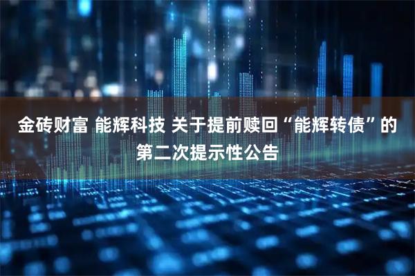 金砖财富 能辉科技 关于提前赎回“能辉转债”的第二次提示性公告